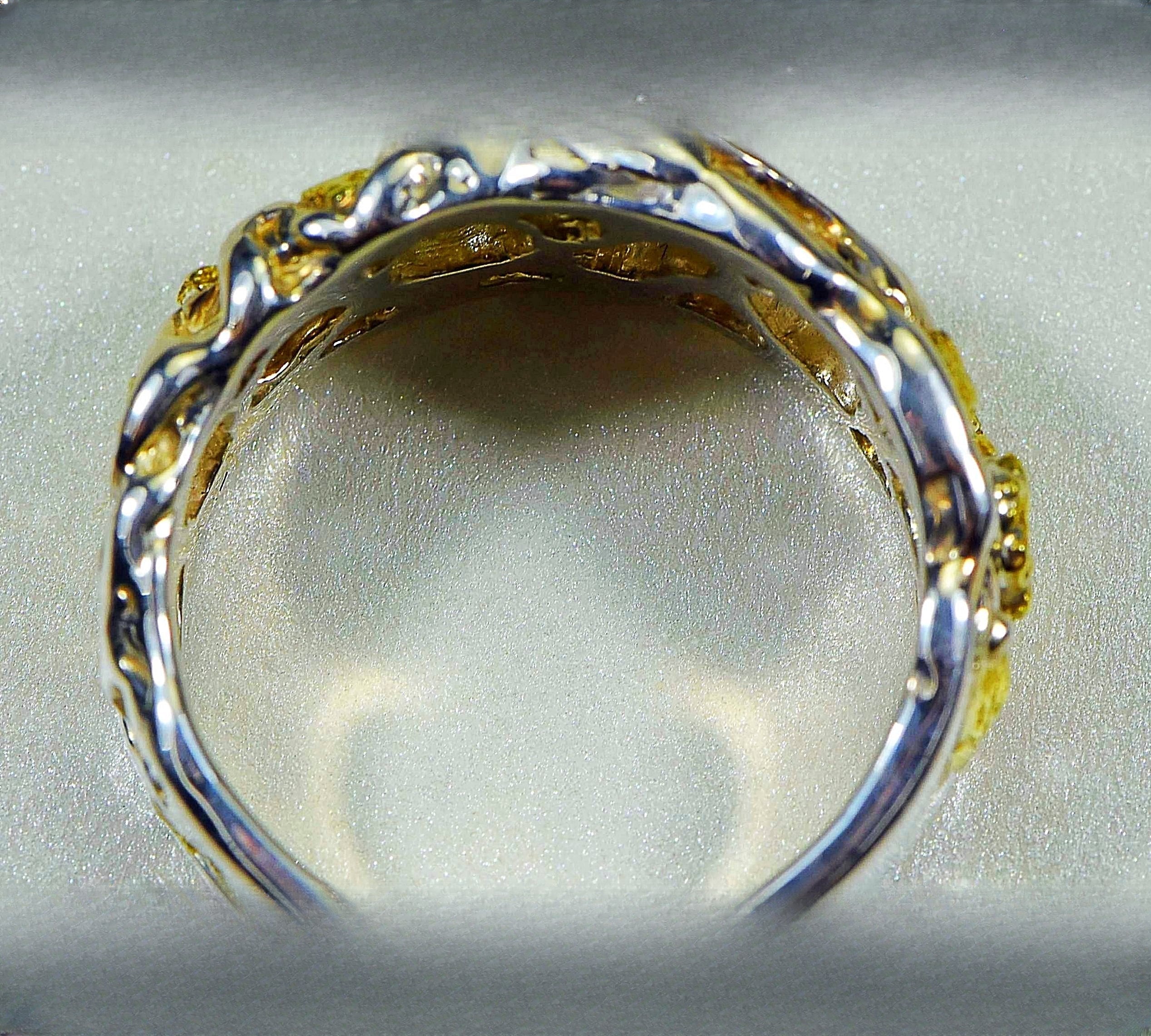 Gold Nugget Men's Ring "Orocal" RM184SS Genuine Hand Crafted Jewelry-Silver