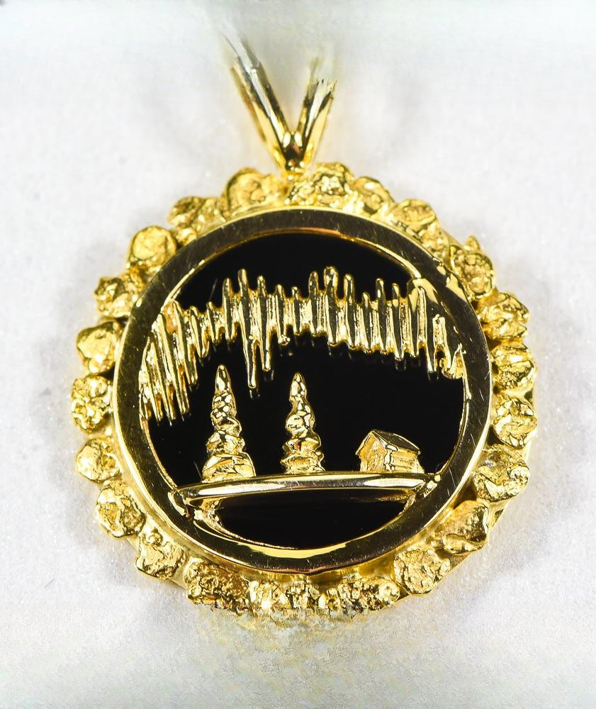 Gold Nugget Pendant "Orocal" PAJ029NBJ Genuine Hand Crafted Jewelry - 14K Gold Yellow Gold Casting