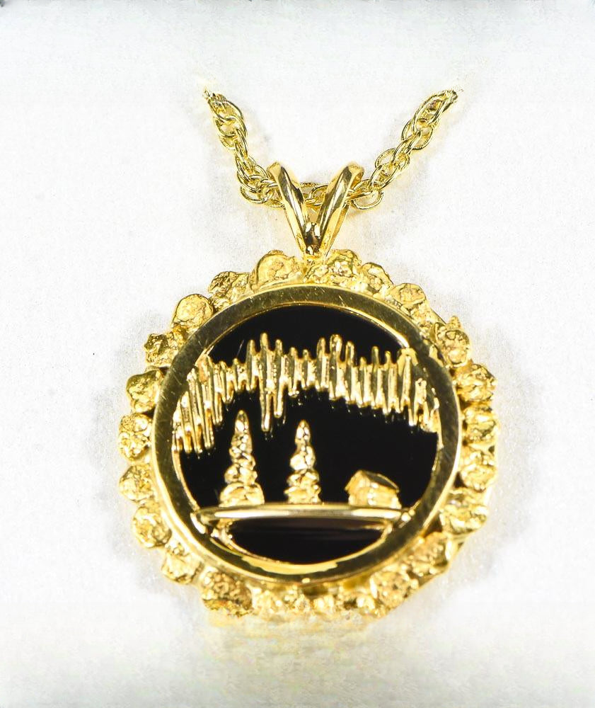 Gold Nugget Pendant "Orocal" PAJ029NBJ Genuine Hand Crafted Jewelry - 14K Gold Yellow Gold Casting