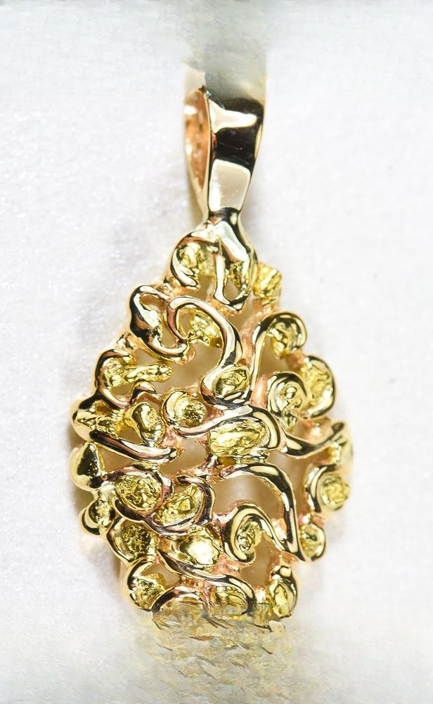 Gold Nugget Pendant "Orocal" PN239X Genuine Hand Crafted Jewelry - 14K Gold Yellow Gold Casting