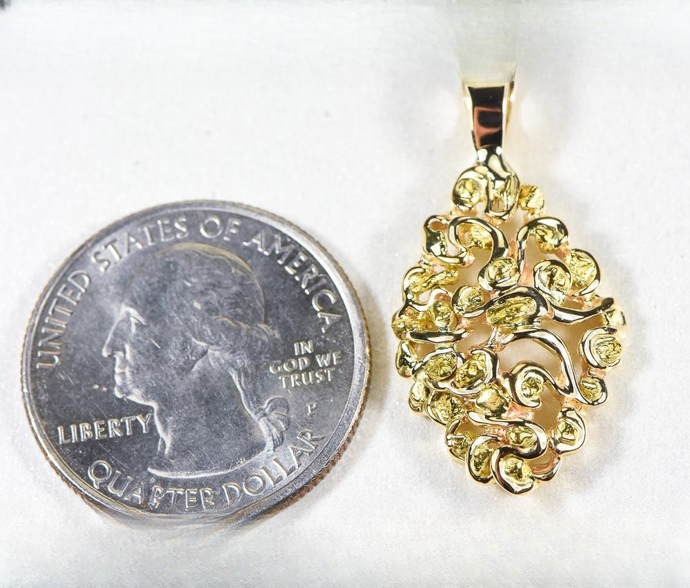 Gold Nugget Pendant "Orocal" PN239X Genuine Hand Crafted Jewelry - 14K Gold Yellow Gold Casting