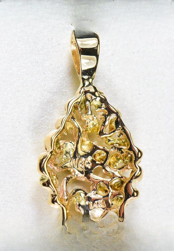 Gold Nugget Pendant "Orocal" PN239X Genuine Hand Crafted Jewelry - 14K Gold Yellow Gold Casting