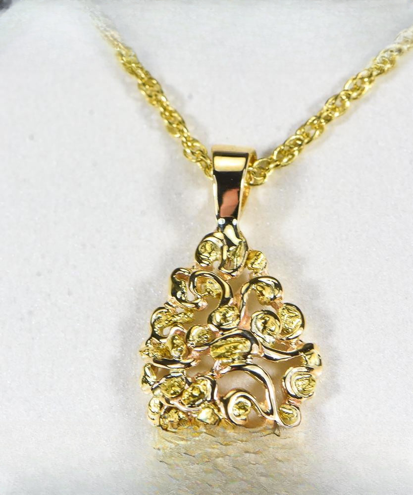 Gold Nugget Pendant "Orocal" PN239X Genuine Hand Crafted Jewelry - 14K Gold Yellow Gold Casting