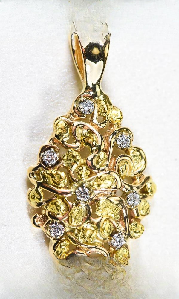Gold Nugget Pendant "Orocal" PN239D14X Genuine Hand Crafted Jewelry - 14K Gold Yellow Gold Casting