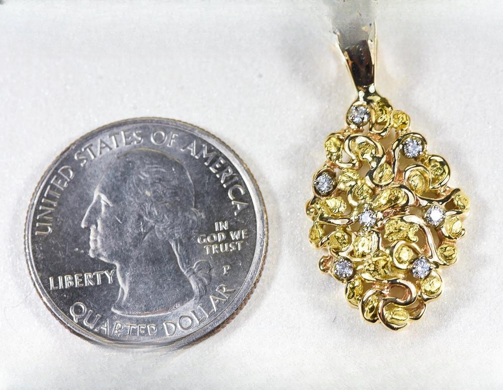 Gold Nugget Pendant "Orocal" PN239D14X Genuine Hand Crafted Jewelry - 14K Gold Yellow Gold Casting