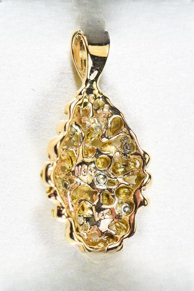 Gold Nugget Pendant "Orocal" PN239D14X Genuine Hand Crafted Jewelry - 14K Gold Yellow Gold Casting