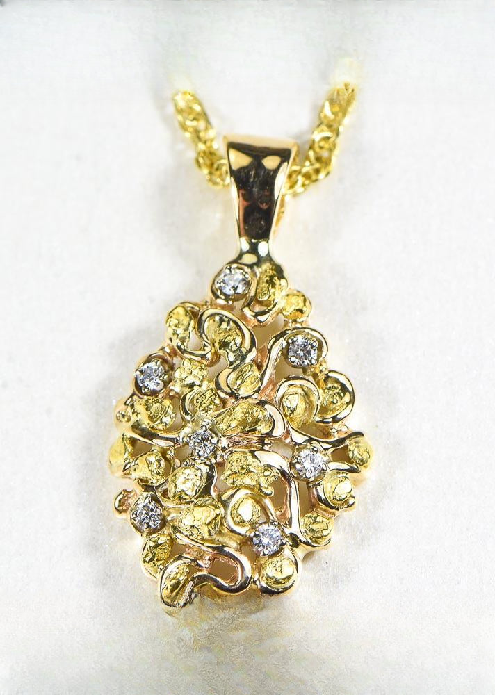 Gold Nugget Pendant "Orocal" PN239D14X Genuine Hand Crafted Jewelry - 14K Gold Yellow Gold Casting
