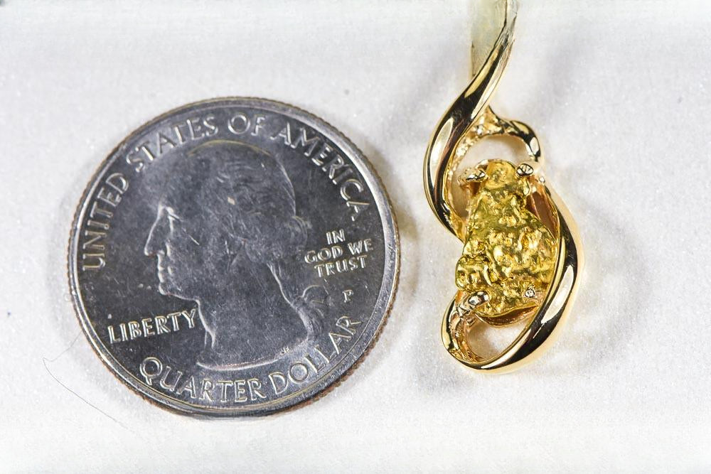 Gold Nugget Pendant "Orocal" PN784NX Genuine Hand Crafted Jewelry - 14K Gold Yellow Gold Casting