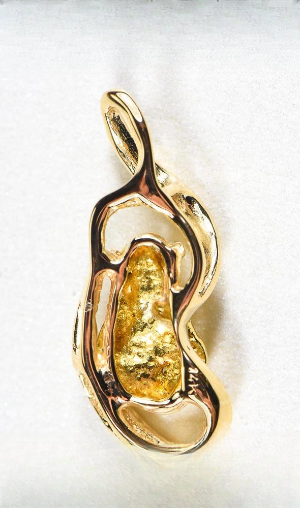 Gold Nugget Pendant "Orocal" PN784NX Genuine Hand Crafted Jewelry - 14K Gold Yellow Gold Casting