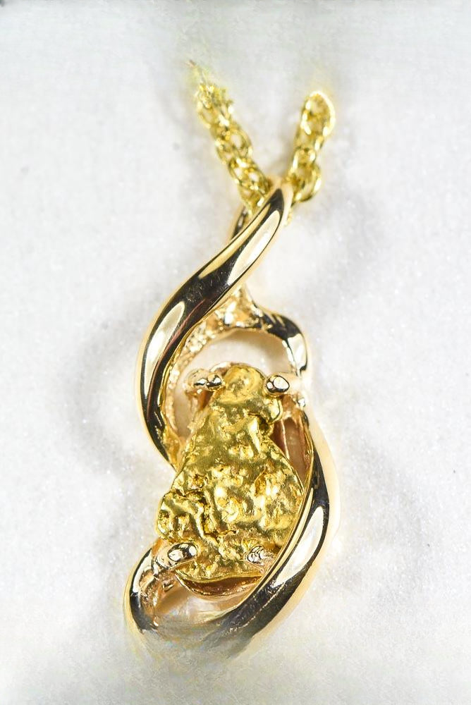 Gold Nugget Pendant "Orocal" PN784NX Genuine Hand Crafted Jewelry - 14K Gold Yellow Gold Casting