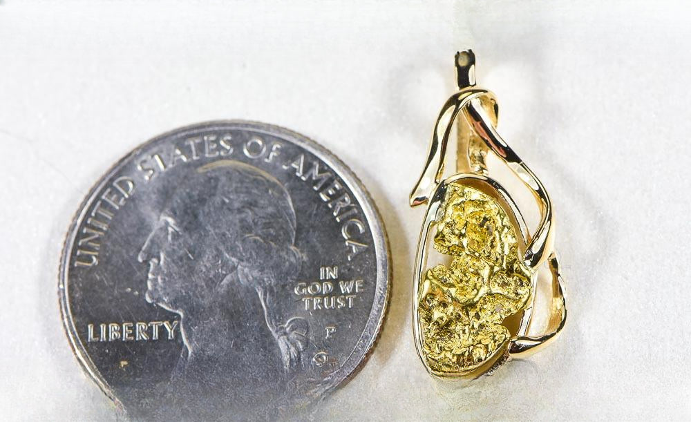 Gold Nugget Pendant "Orocal" PN866NX Genuine Hand Crafted Jewelry - 14K Gold Yellow Gold Casting