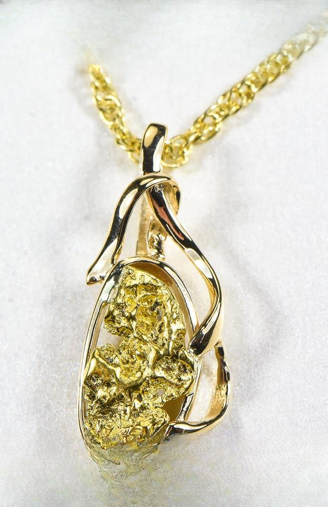 Gold Nugget Pendant "Orocal" PN866NX Genuine Hand Crafted Jewelry - 14K Gold Yellow Gold Casting