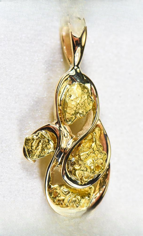 Gold Nugget Pendant "Orocal" PN283X Genuine Hand Crafted Jewelry - 14K Gold Yellow Gold Casting