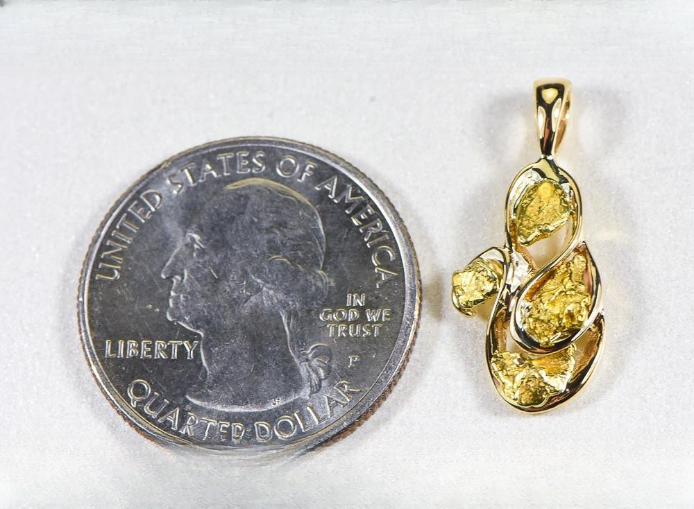 Gold Nugget Pendant "Orocal" PN283X Genuine Hand Crafted Jewelry - 14K Gold Yellow Gold Casting
