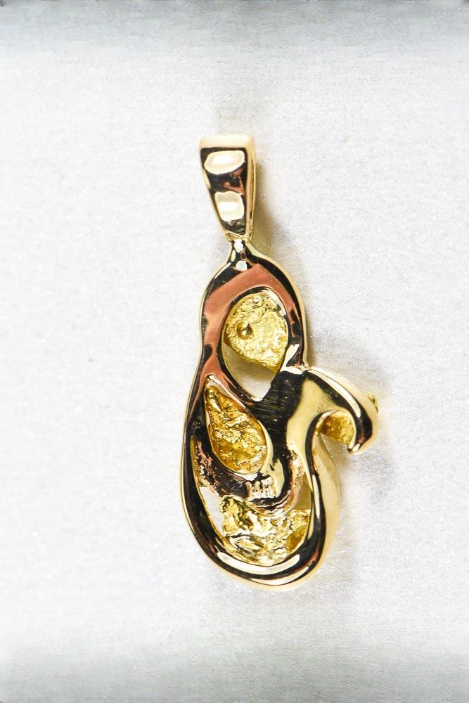 Gold Nugget Pendant "Orocal" PN283X Genuine Hand Crafted Jewelry - 14K Gold Yellow Gold Casting