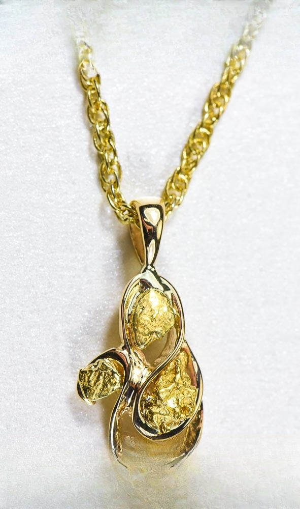 Gold Nugget Pendant "Orocal" PN283X Genuine Hand Crafted Jewelry - 14K Gold Yellow Gold Casting