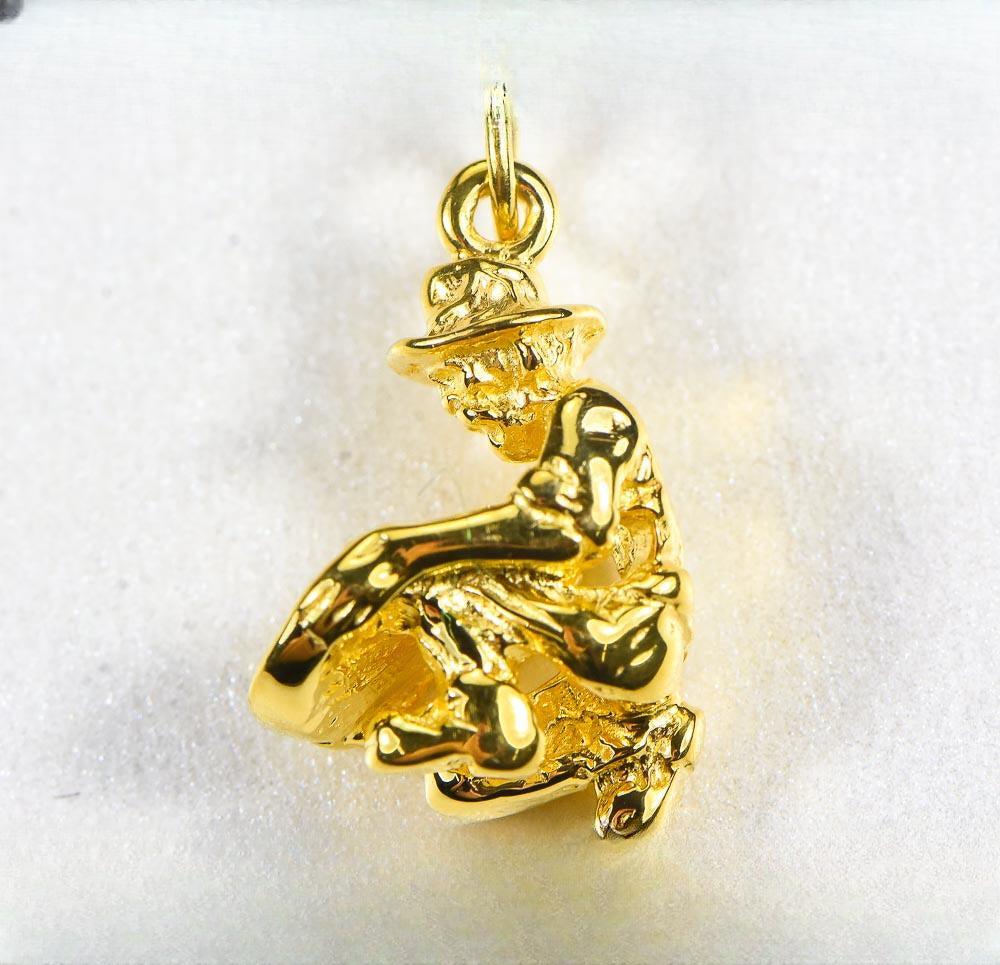 Gold Nugget Gold Miner Charm "Orocal" CGML Genuine Hand Crafted Jewelry - 14K Gold Yellow Gold Casting