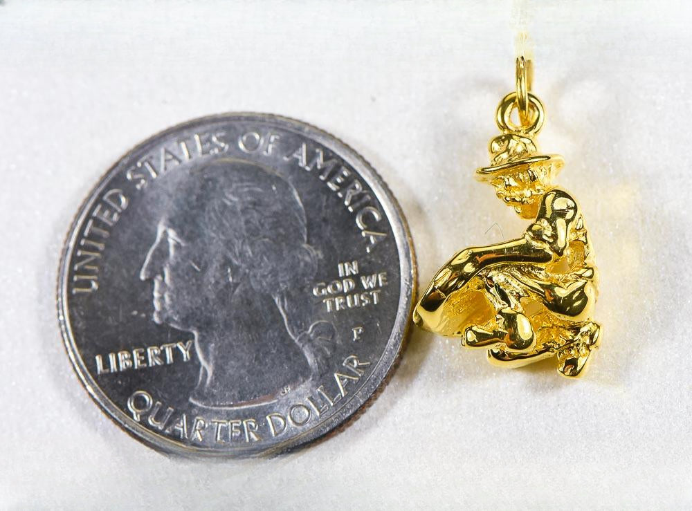 Gold Nugget Gold Miner Charm "Orocal" CGML Genuine Hand Crafted Jewelry - 14K Gold Yellow Gold Casting