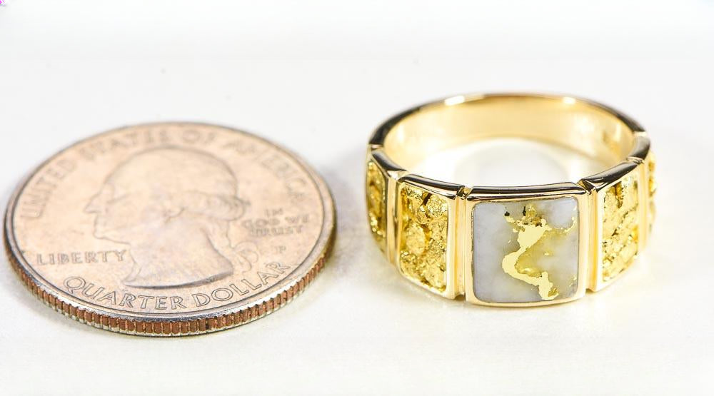 Gold Quartz Women's Ring "Orocal" RL1046NQ Genuine Hand Crafted Jewelry - 14K Gold Casting