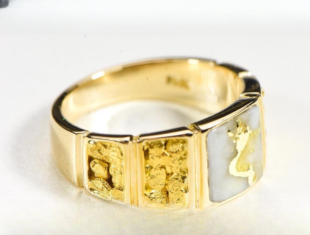 Gold Quartz Women's Ring "Orocal" RL1046NQ Genuine Hand Crafted Jewelry - 14K Gold Casting