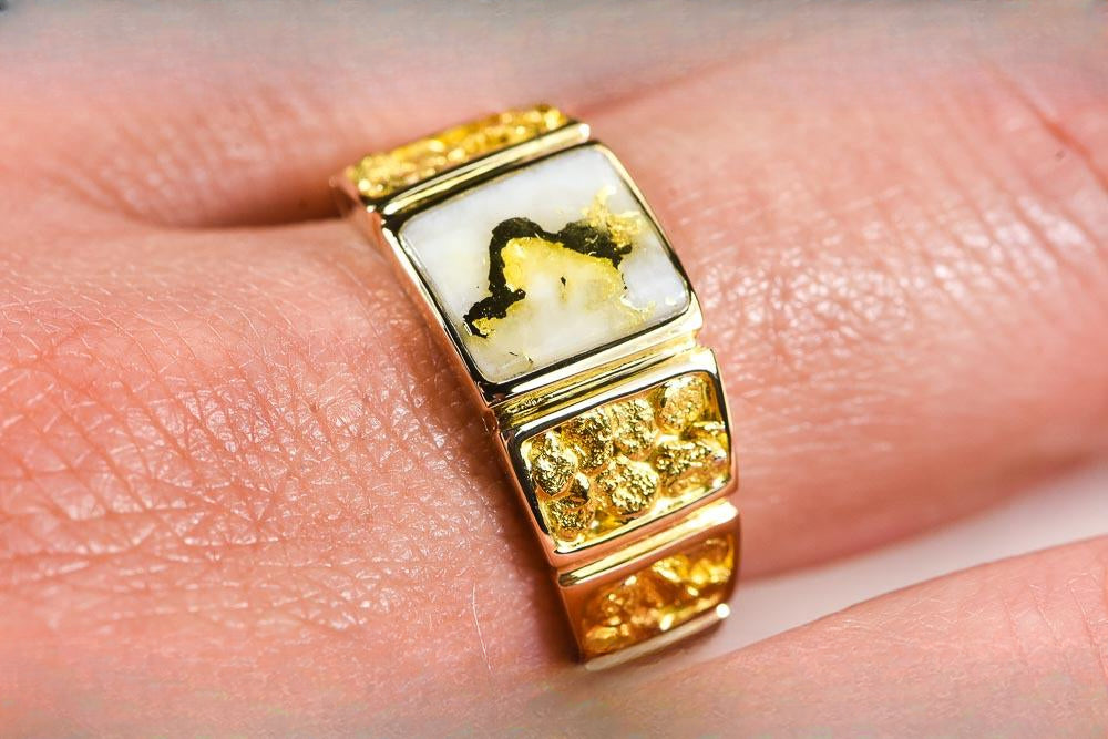 Gold Quartz Women's Ring "Orocal" RL1046NQ Genuine Hand Crafted Jewelry - 14K Gold Casting