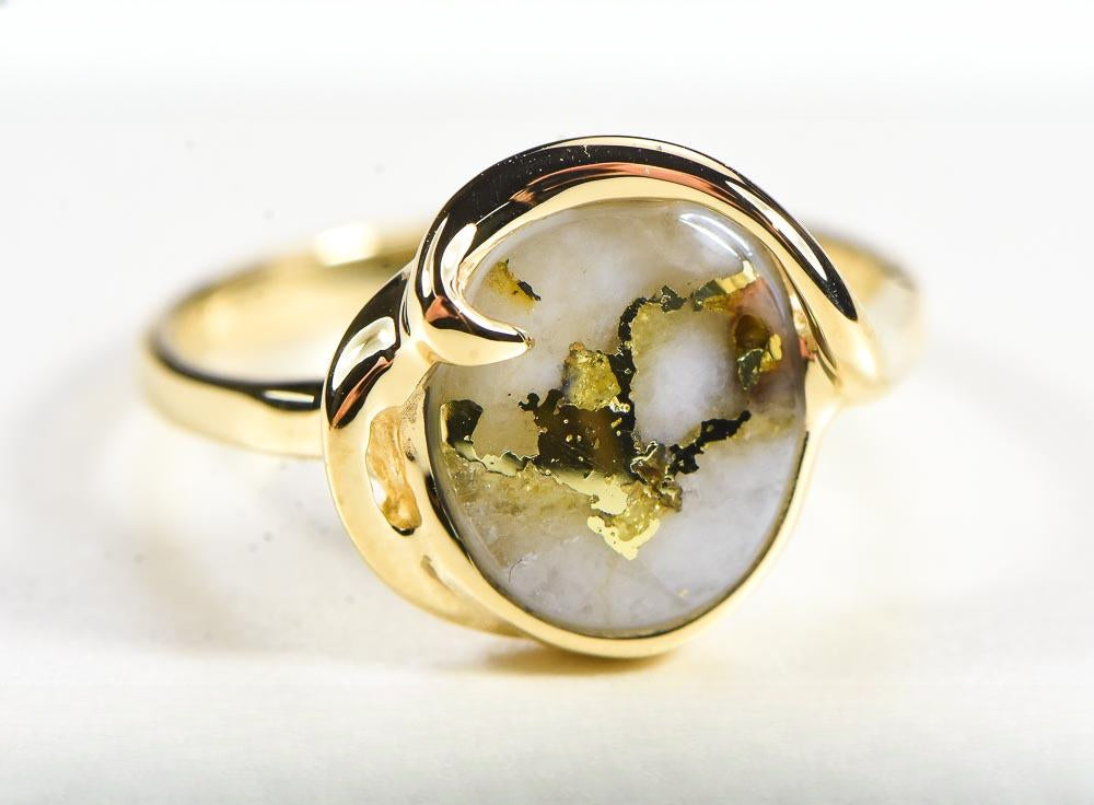Gold Quartz Women's Ring "Orocal" RL1048Q Genuine Hand Crafted Jewelry - 14K Gold Casting