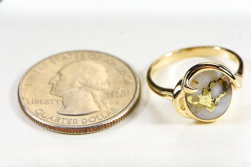 Gold Quartz Women's Ring "Orocal" RL1048Q Genuine Hand Crafted Jewelry - 14K Gold Casting