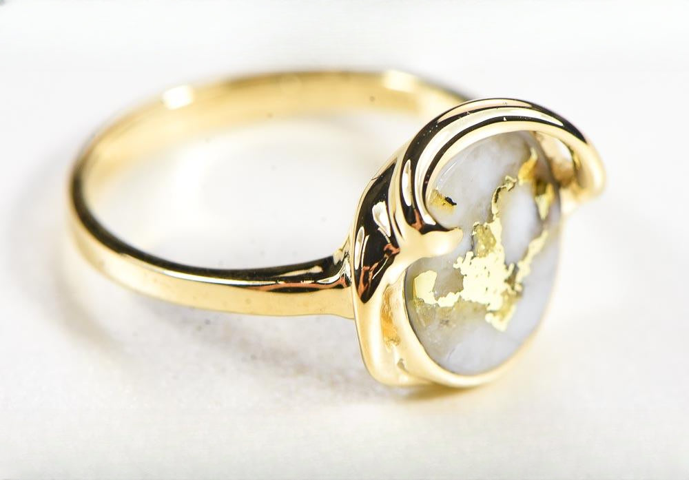 Gold Quartz Women's Ring "Orocal" RL1048Q Genuine Hand Crafted Jewelry - 14K Gold Casting