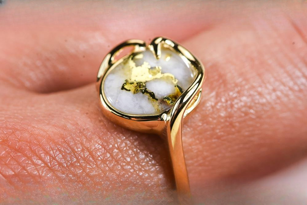 Gold Quartz Women's Ring "Orocal" RL1048Q Genuine Hand Crafted Jewelry - 14K Gold Casting