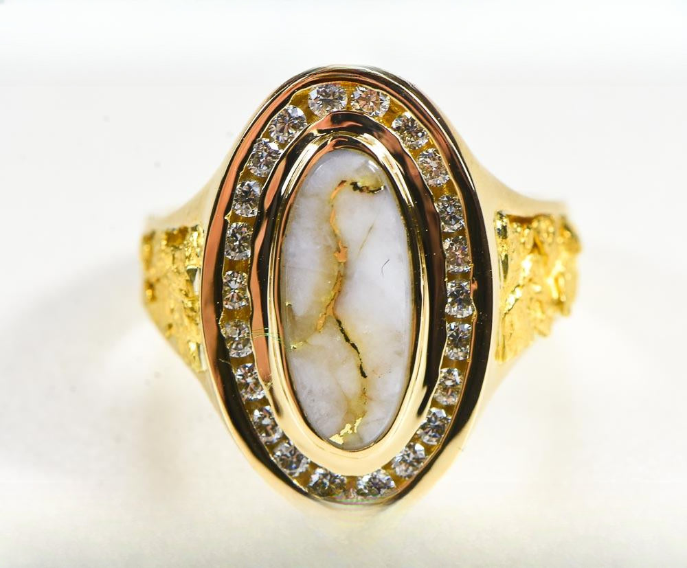 Gold Quartz Women's Ring "Orocal" RL1049DQ Genuine Hand Crafted Jewelry - 14K Gold Casting