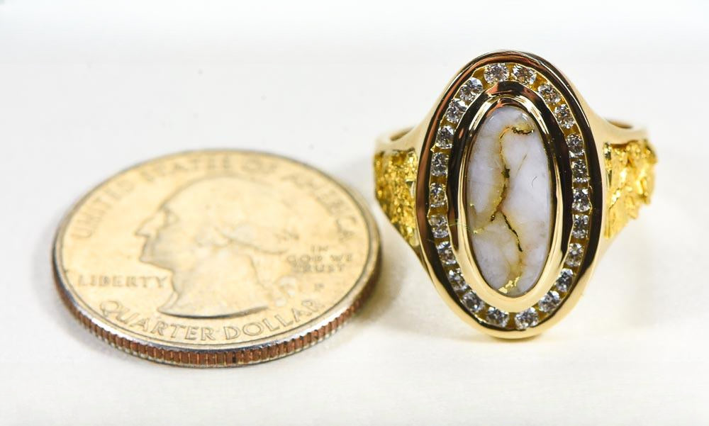 Gold Quartz Women's Ring "Orocal" RL1049DQ Genuine Hand Crafted Jewelry - 14K Gold Casting