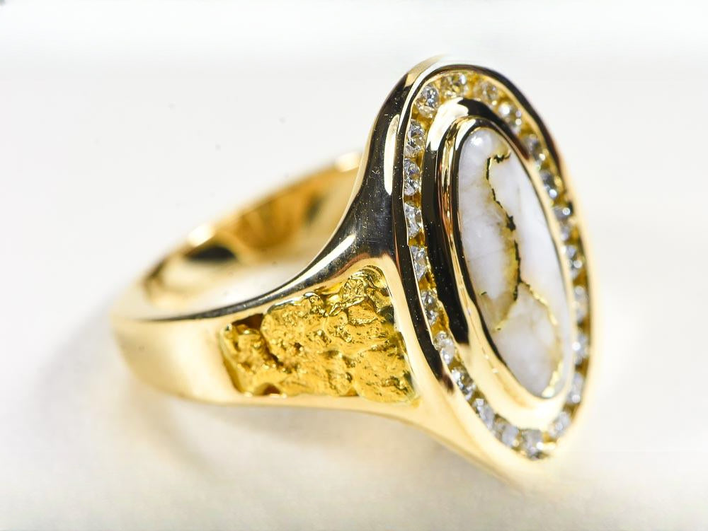 Gold Quartz Women's Ring "Orocal" RL1049DQ Genuine Hand Crafted Jewelry - 14K Gold Casting