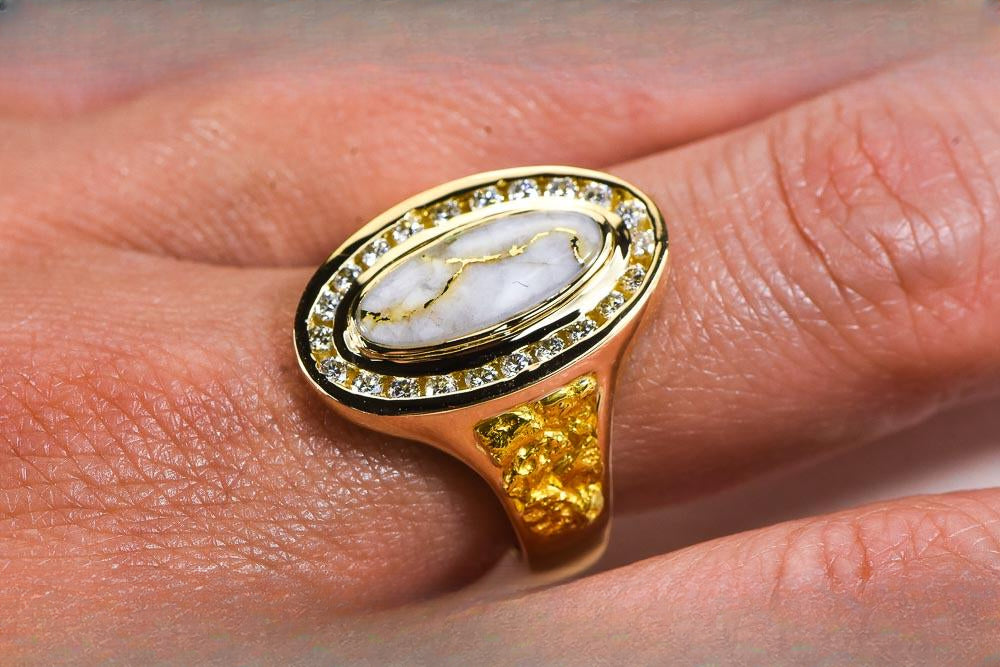 Gold Quartz Women's Ring "Orocal" RL1049DQ Genuine Hand Crafted Jewelry - 14K Gold Casting