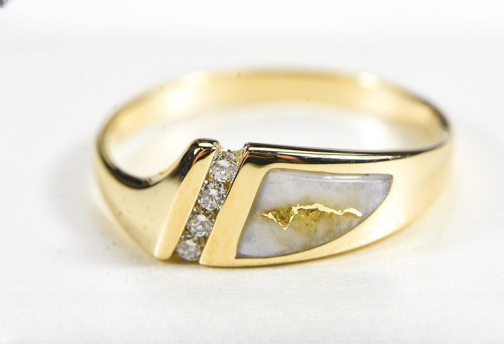 Gold Quartz Women's Ring "Orocal" RL1058DQ Genuine Hand Crafted Jewelry - 14K Gold Casting