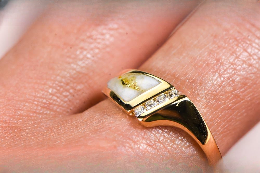 Gold Quartz Women's Ring "Orocal" RL1058DQ Genuine Hand Crafted Jewelry - 14K Gold Casting