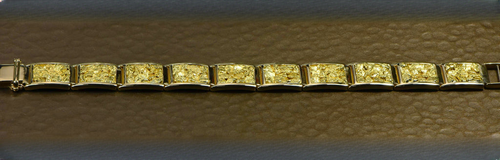Gold Nugget Bracelet "Orocal" B16MM11L Genuine Hand Crafted Jewelry - 14K Gold Casting