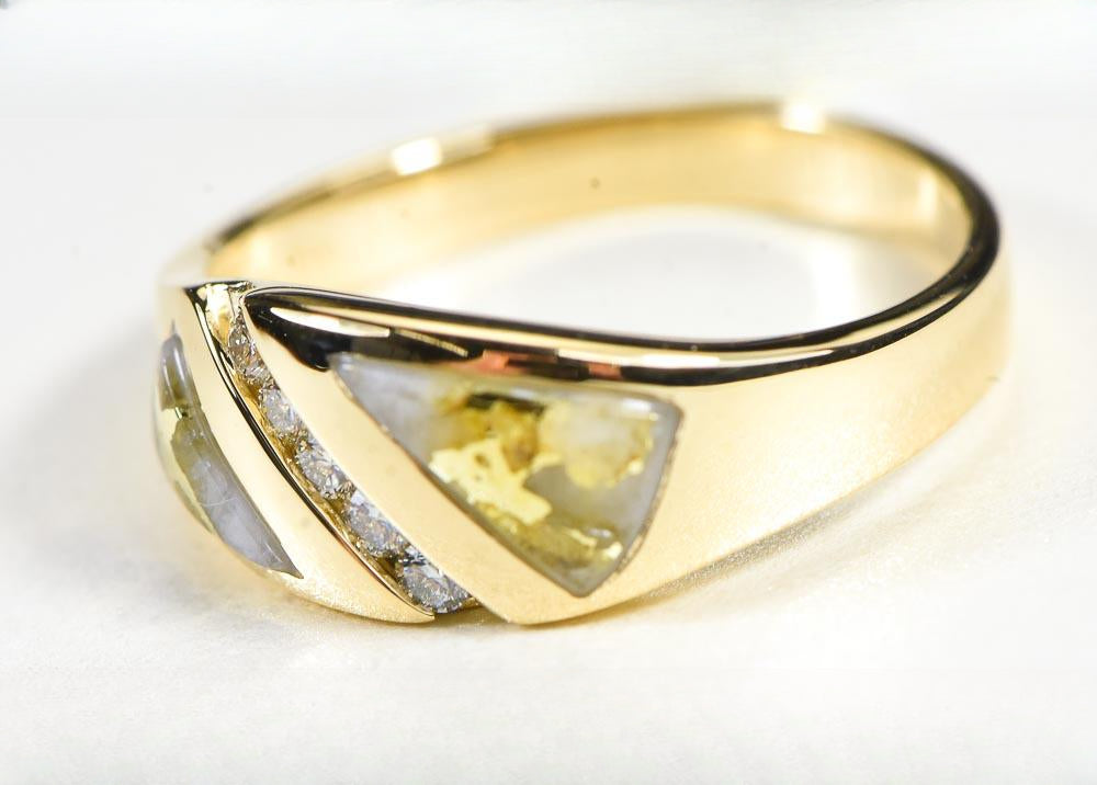 Gold Quartz Women's Ring "Orocal" RL1068DQ Genuine Hand Crafted Jewelry - 14K Gold Casting