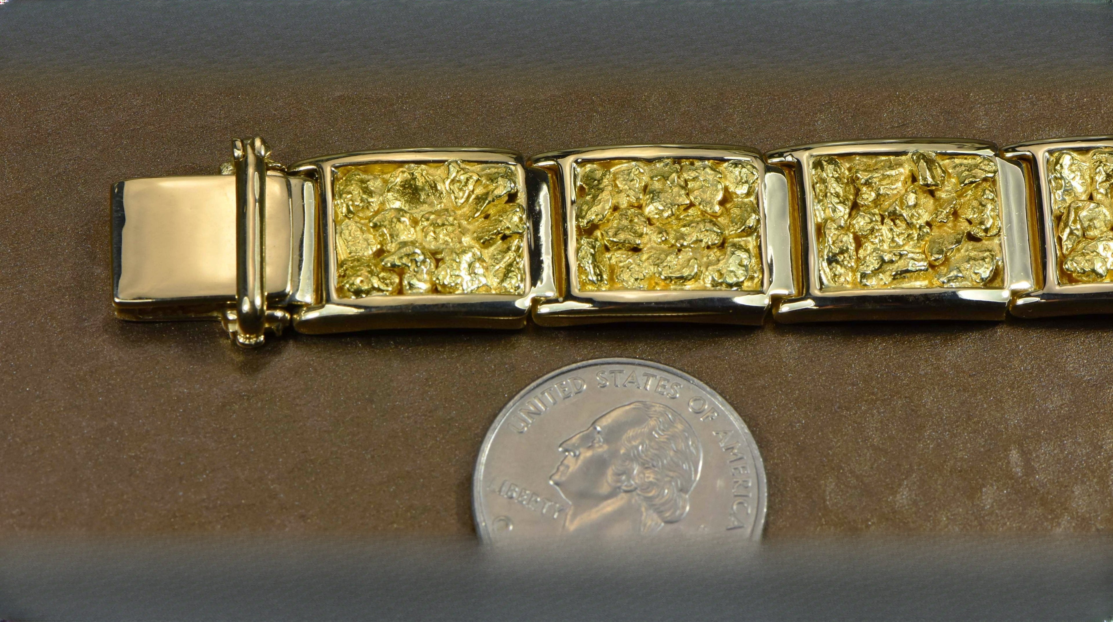 Gold Nugget Bracelet "Orocal" B16MM11L Genuine Hand Crafted Jewelry - 14K Gold Casting