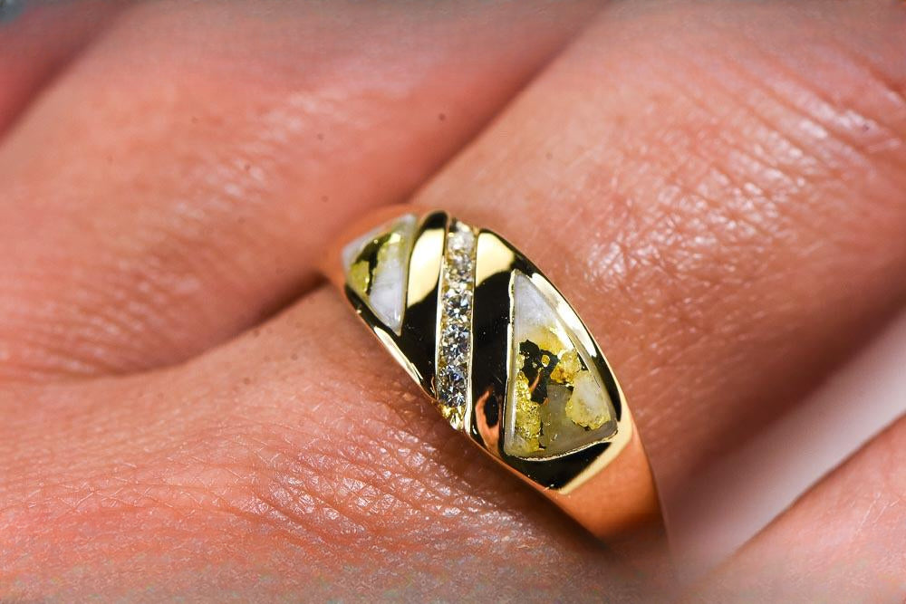 Gold Quartz Women's Ring "Orocal" RL1068DQ Genuine Hand Crafted Jewelry - 14K Gold Casting