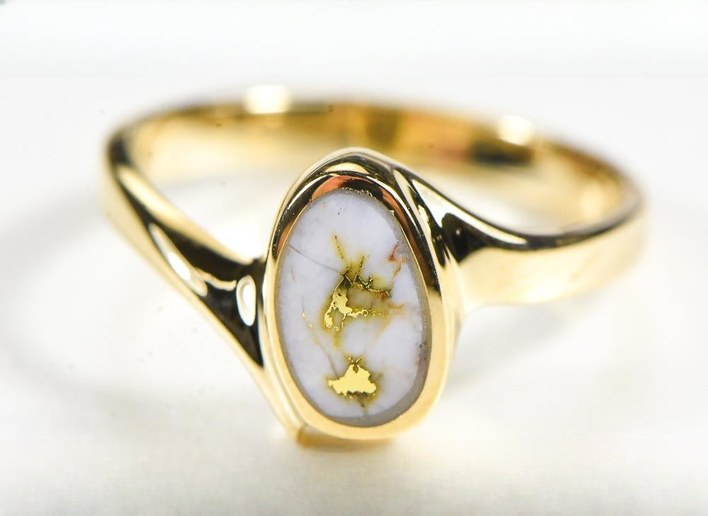 Gold Quartz Women's Ring "Orocal" RL1027Q Genuine Hand Crafted Jewelry - 14K Gold Casting