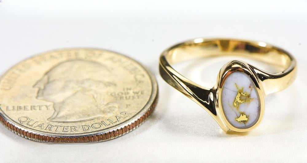 Gold Quartz Women's Ring "Orocal" RL1027Q Genuine Hand Crafted Jewelry - 14K Gold Casting