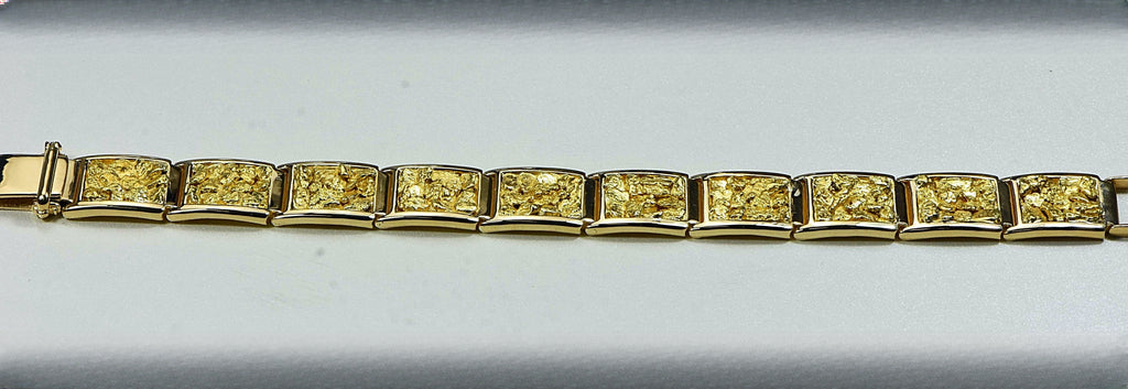 Gold Nugget Bracelet "Orocal" B16MM11L Genuine Hand Crafted Jewelry - 14K Gold Casting