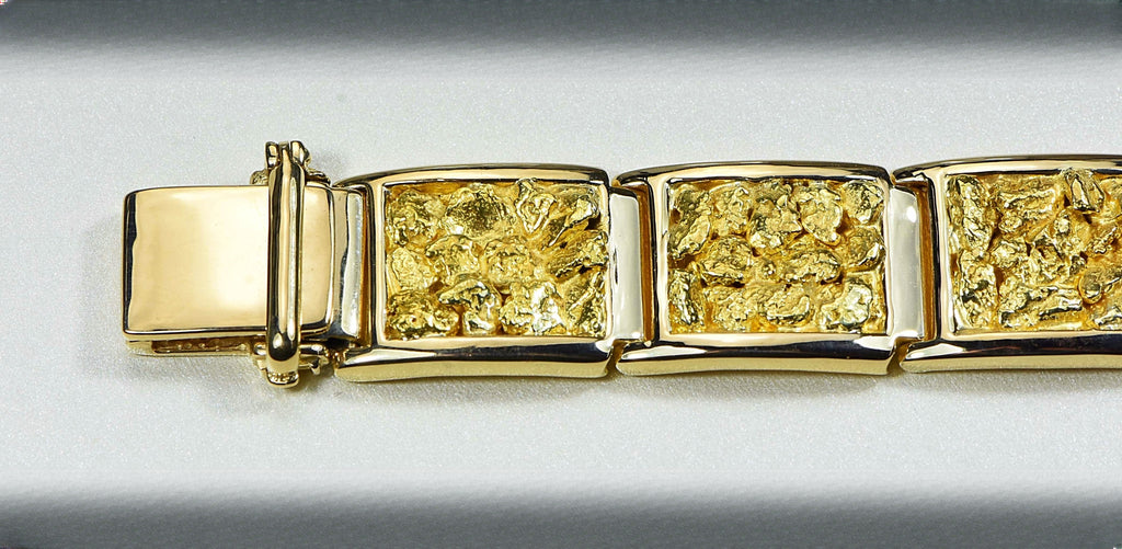 Gold Nugget Bracelet "Orocal" B16MM11L Genuine Hand Crafted Jewelry - 14K Gold Casting