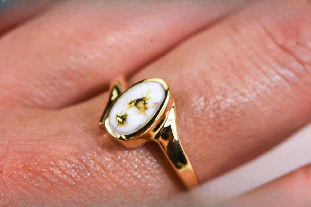 Gold Quartz Women's Ring "Orocal" RL1027Q Genuine Hand Crafted Jewelry - 14K Gold Casting