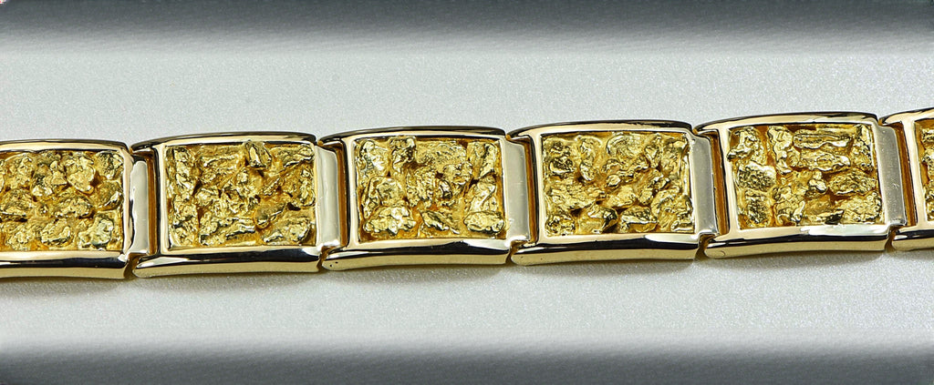 Gold Nugget Bracelet "Orocal" B16MM11L Genuine Hand Crafted Jewelry - 14K Gold Casting