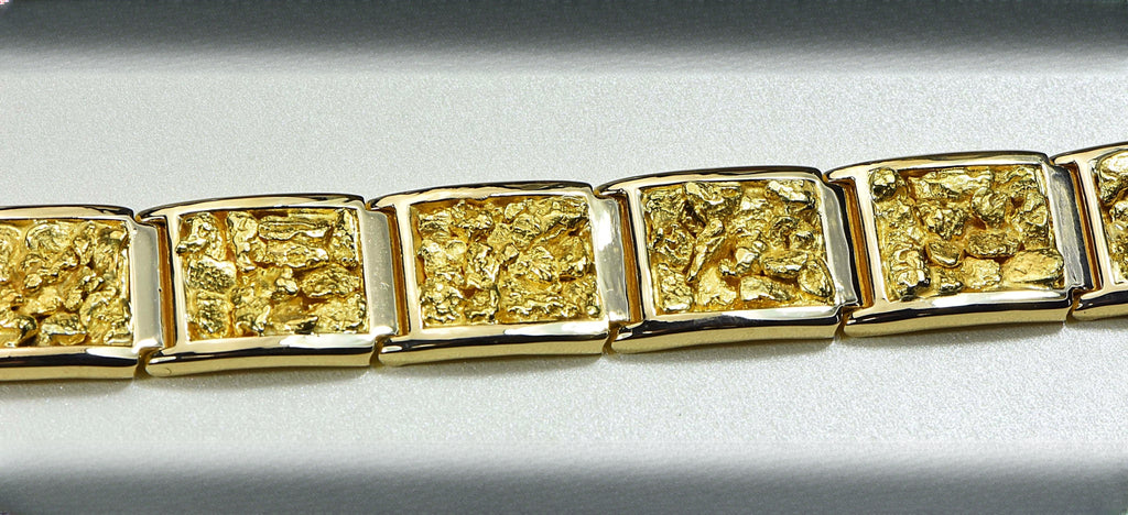 Gold Nugget Bracelet "Orocal" B16MM11L Genuine Hand Crafted Jewelry - 14K Gold Casting