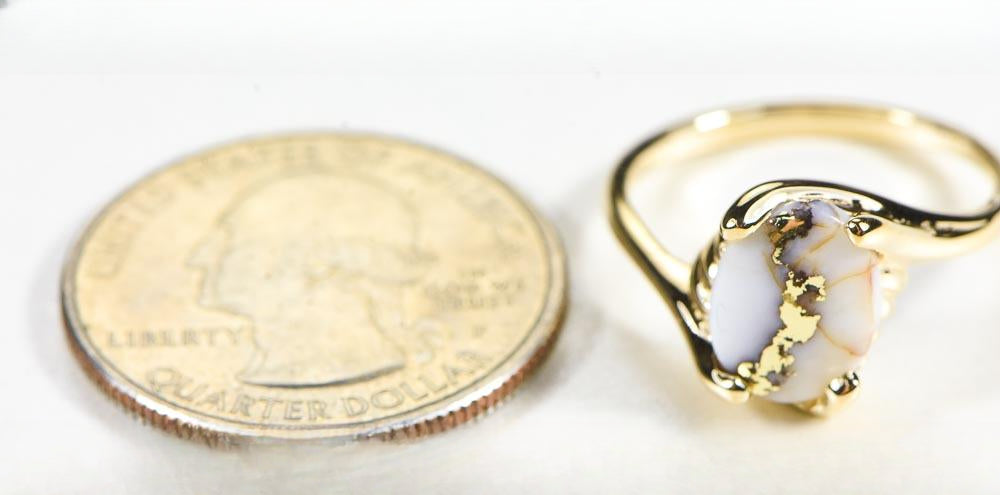 Gold Quartz Women's Ring "Orocal" RL1010Q Genuine Hand Crafted Jewelry - 14K Gold Casting
