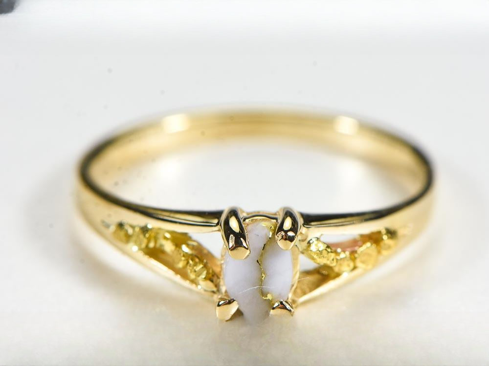 Gold Quartz Women's Ring "Orocal" RL1024Q Genuine Hand Crafted Jewelry - 14K Gold Casting
