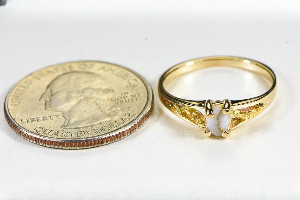 Gold Quartz Women's Ring "Orocal" RL1024Q Genuine Hand Crafted Jewelry - 14K Gold Casting