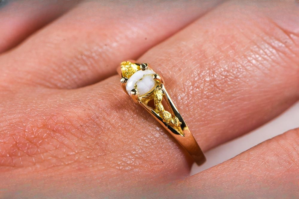Gold Quartz Women's Ring "Orocal" RL1024Q Genuine Hand Crafted Jewelry - 14K Gold Casting